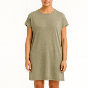 Eileen Fisher Lyocell Cap Sleeve‎ Boxy Dress Green Size Small